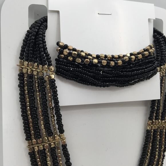 Skyline Collection Step into Style Black & Gold Beaded Necklace & Bracelet - Picture 7 of 7